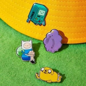 ADVENTURE TIME 4pcs Collaborative Fun Cartoon Badges Brooch Set NWOT